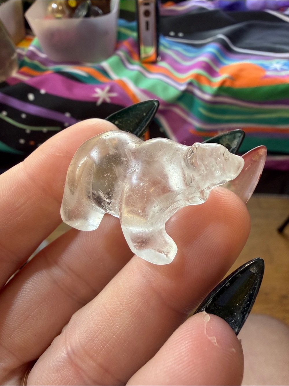 Clear quartz Decorative Polar Bear Figurine - Transparent-mini